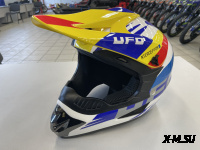 Шлем кроссовый HETOSHI UFD XD1-43 цв. Бело-сине-красно-желтый р. M 